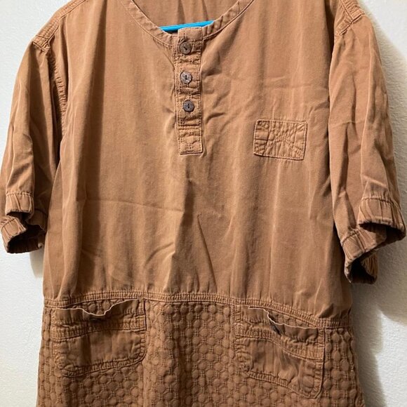 Unbranded Women's Brown Pocket Accent Boho Short Sleeve Shirt Size L/XL - Picture 3 of 3